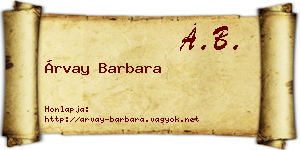 Árvay Barbara névjegykártya