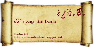 Árvay Barbara névjegykártya