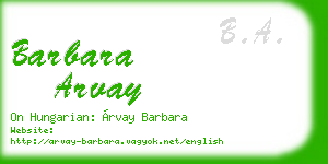barbara arvay business card